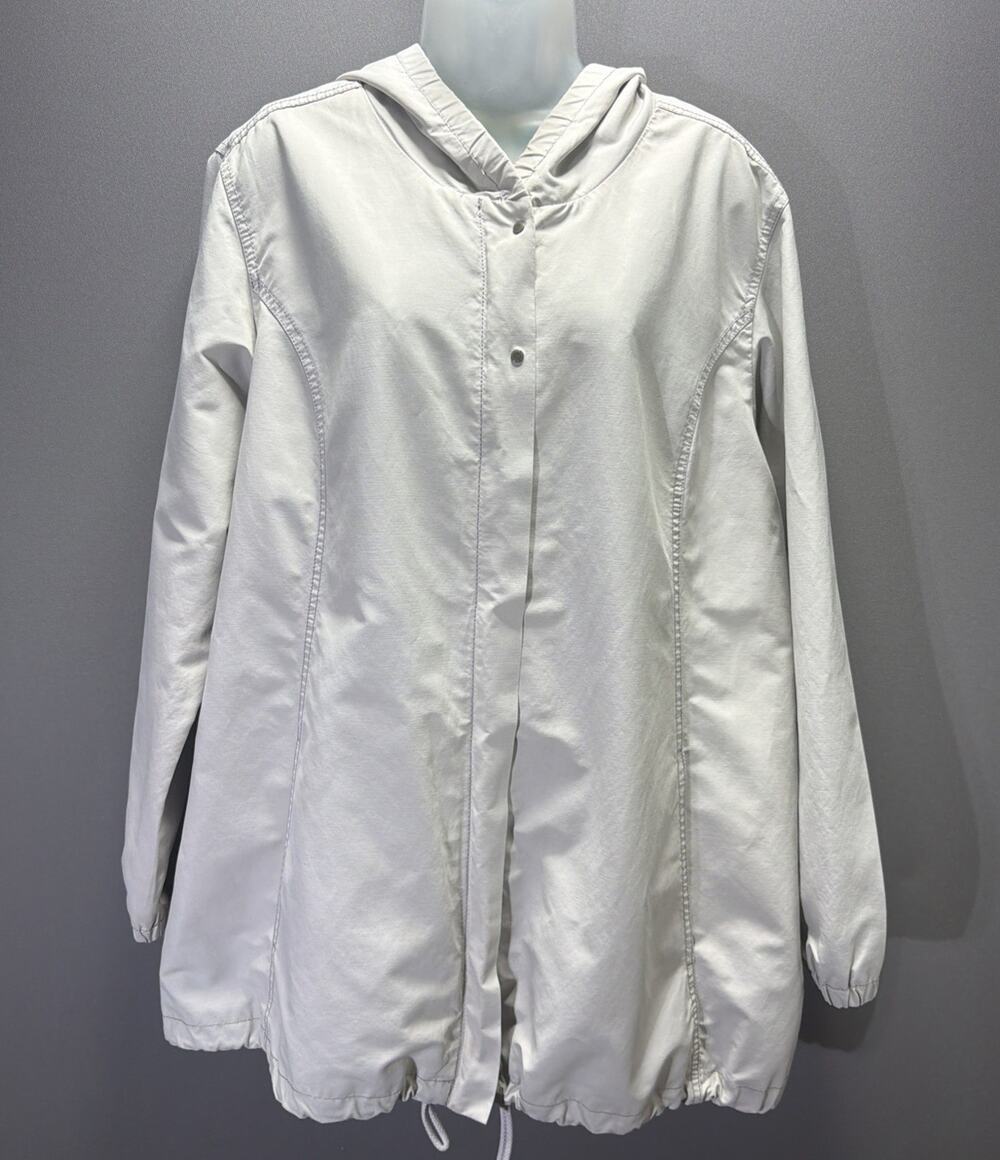 Eddie Bauer Seattle Women XXL Jacket Beige Long Rain Trench Coat Waterproof